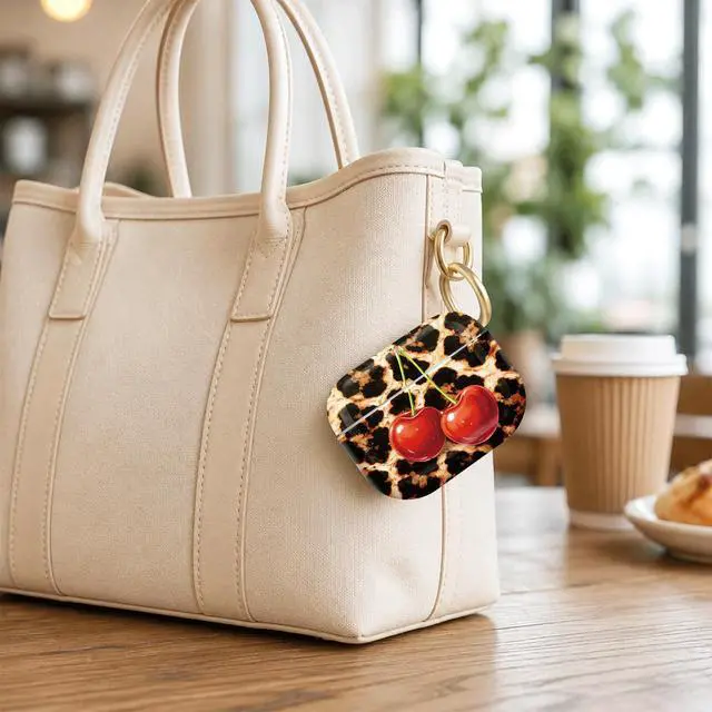 Alt view image 6 of 7 - Compatible with AirPod Pro 2nd/1st Generation Case Cover with Key Chain,Full Protective Shockproof Wireless Headphone Case for Airpod Pro 2023/2022/2019(Leopard with Cherries)