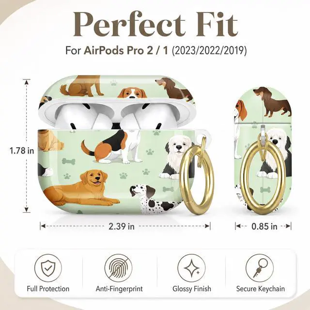 Alt view image 2 of 7 - Compatible with AirPod Pro 2nd/1st Generation Case Cover with Key Chain,Full Protective Shockproof Wireless Headphone Case for Airpod Pro 2023/2022/2019(Dog Breed)