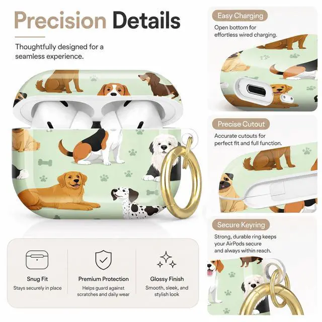 Alt view image 3 of 7 - Compatible with AirPod Pro 2nd/1st Generation Case Cover with Key Chain,Full Protective Shockproof Wireless Headphone Case for Airpod Pro 2023/2022/2019(Dog Breed)