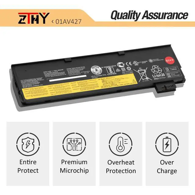 Alt view image 5 of 6 - 61++ 01AV427 01AV425 Laptop Battery Replacement for Lenovo ThinkPad T480 | T470 P51S P52S T570 T580 A485 A475 TP25 Series 4X50M08812 01AV422 01AV423 01AV424 01AV428 01AV490 01AV492 01AV452 10.8V 72Wh