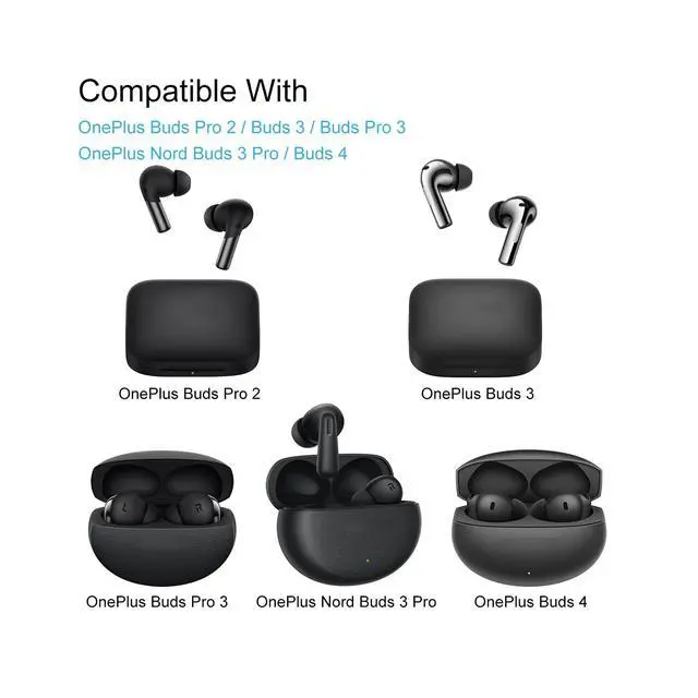 Alt view image 3 of 6 - Foam Ear Tips for OnePlus Buds 4/ Nord Buds 3/ Buds Pro 3/ Buds 3 | Replacement Earbuds Tips, 3 Pairs (S/M/L) Black