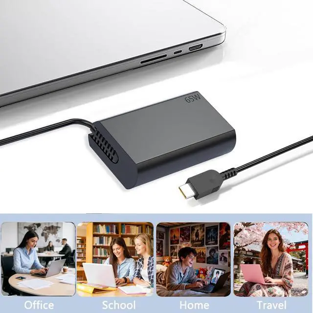 Alt view image 6 of 6 - Charger for Lenovo Laptop Computer 65W 45W USB C Laptop Charger Replacement for Lenovo Thinkpad/Yoga/Chromebook, ADLX65YDC2A Fast Power Adapter