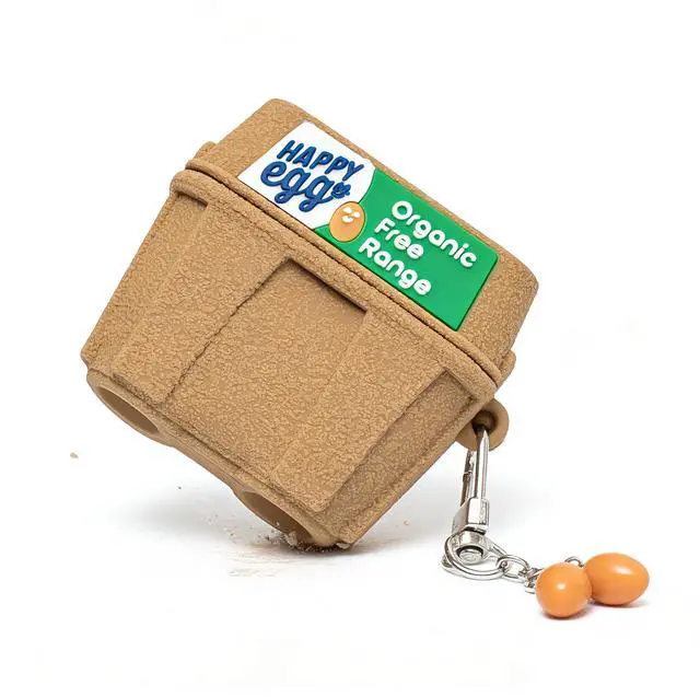Alt view image 4 of 7 - Cute 3D Egg Box Case for AirPods 4, Funny Cartoon Silicone Shockproof Cover with Keychain for Men Women Girls Boys (Egg Box)
