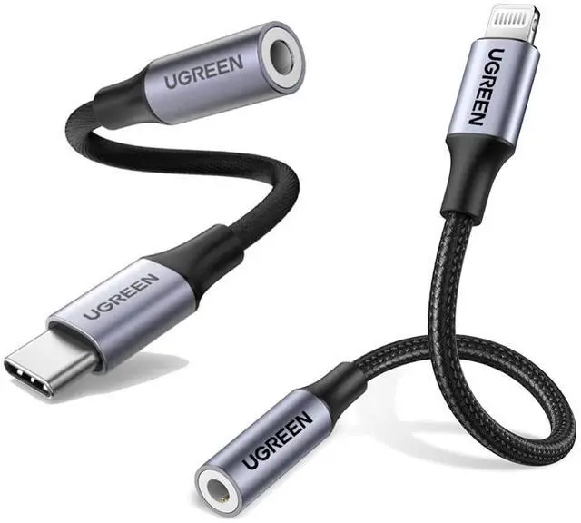 Main image of Lightning to 3.5mm Adapter for iPhone and USB C to 3.5mm Audio Adapter Bundle