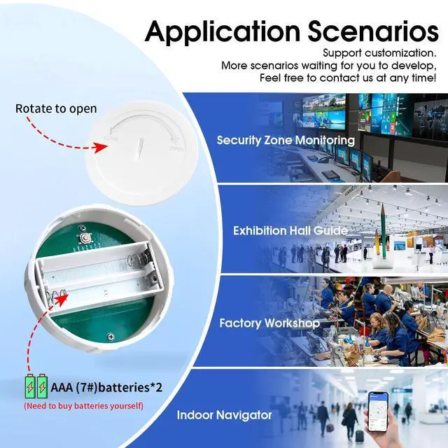 Alt view image 4 of 6 - DX-CP33 BLE 5.1 Beacon Replaceable 1.5V AAA (7#) Battery Low Power for Asset Tracking, Warehouse Management, Indoor Navigation120-M Broadcasting Range for iBeacon & Eddystone (DX-CP33*1 piece -FBA)