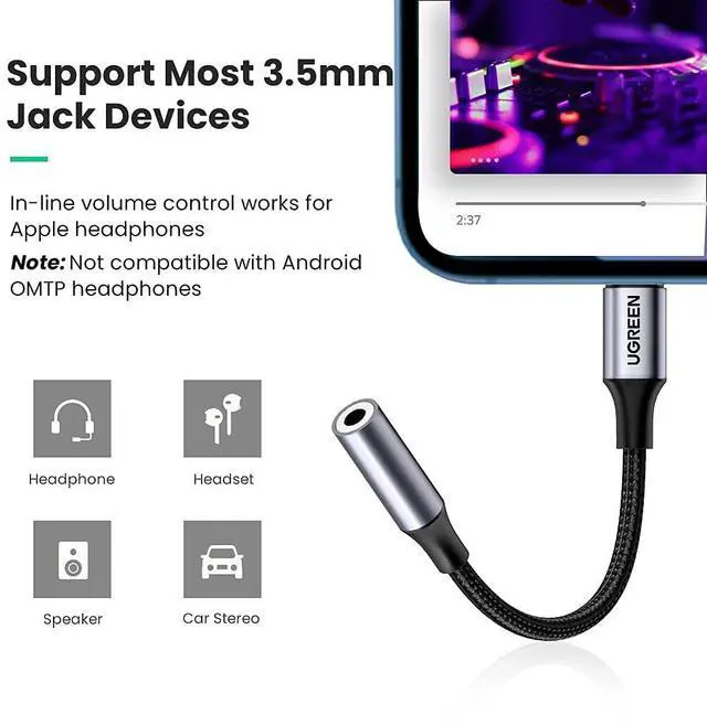 Alt view image 5 of 7 - Lightning to 3.5mm Adapter for iPhone and USB C to 3.5mm Audio Adapter Bundle
