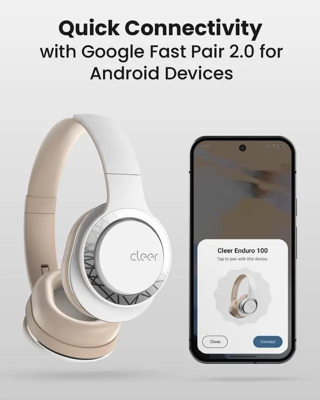 Alt view image 5 of 6 - Audio Enduro 100 Bluetooth Wireless Over the Ear Headphone - Up to 100 Hours Battery Life, Built-in Mic, Hi-Res Sound, Comfortable Fit and Fordable Design, for iPhone & Android (Sand)