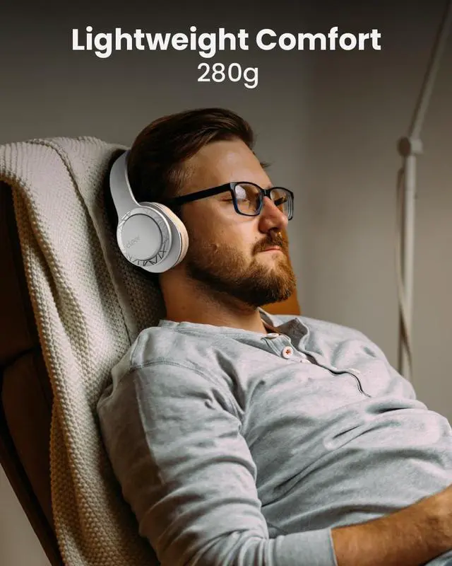 Alt view image 6 of 6 - Audio Enduro 100 Bluetooth Wireless Over the Ear Headphone - Up to 100 Hours Battery Life, Built-in Mic, Hi-Res Sound, Comfortable Fit and Fordable Design, for iPhone & Android (Sand)