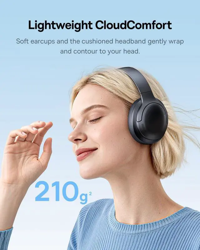 Alt view image 5 of 7 - Bass BH1 Lite Bluetooth Headphones Over Ear, SuperBass, 80H Playtime,AI ENC Clear Calls, Comfortable Fit, Smart App Control, Bluetooth 6.0, Foldable Lightwight Headset for Travel -Cosmic Black