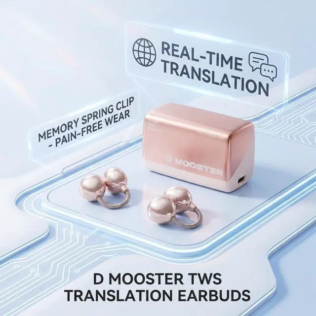 Alt view image 2 of 7 - Dmooster D95 Open Ear Clip-On Bluetooth 6.0 Headphones, Sport Earbuds Pink | Wireless Headphones,Immersive Sound,Creative Design Clip-on Open Ear Wireless Earbuds,Bluetooth 6.0,IPX6 Waterproof