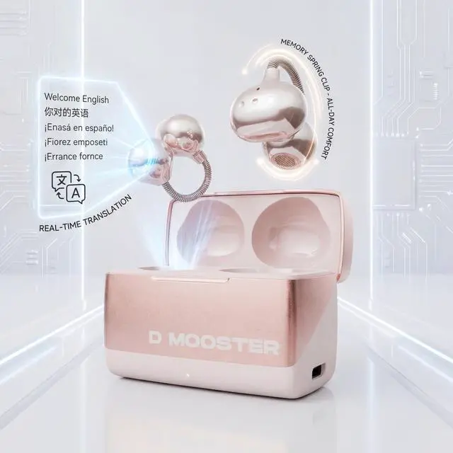 Alt view image 3 of 7 - Dmooster D95 Open Ear Clip-On Bluetooth 6.0 Headphones, Sport Earbuds Pink | Wireless Headphones,Immersive Sound,Creative Design Clip-on Open Ear Wireless Earbuds,Bluetooth 6.0,IPX6 Waterproof