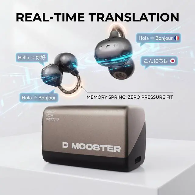 Alt view image 3 of 7 - Dmooster D95 Open Ear Clip-On Bluetooth 6.0 Headphones, Sport Earbuds | Wireless Headphones,Immersive Sound,Creative Design Clip-on Open Ear Wireless Earbuds,Bluetooth 6.0,IPX6 Waterproof