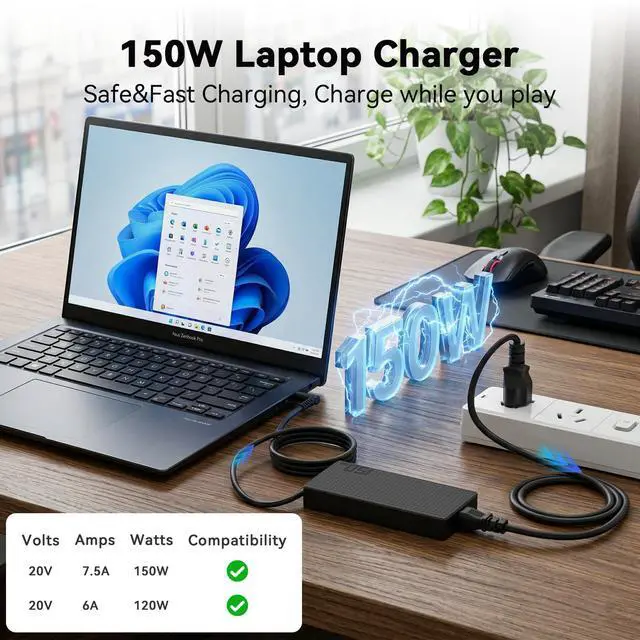 Alt view image 4 of 7 - 150W 120W Charger for ASUS Creator Q Q540V Q540 Q530V Q540VJ Q530VJ Q530 | for Creator Q Q540VJ-I93050,Zenbook Vivobook Pro 15 Flip 15 Q528E Q537F Q538E Q539Z Q537FD-BI7t7 ø 4.5×3.0mm