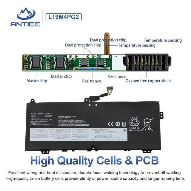 Alt view image 3 of 7 - L19M4PG2 Laptop Battery for Lenovo IdeaPad ChromeBook Flex 5 13.3 inch | Model 82B80006UX Series L19D4PG2 5B10X63138 L19L4PG2 SB10X63140 5B10X63141 5B10X63136 SB10X63137 7.68V 51Wh