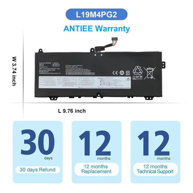 Alt view image 7 of 7 - L19M4PG2 Laptop Battery for Lenovo IdeaPad ChromeBook Flex 5 13.3 inch | Model 82B80006UX Series L19D4PG2 5B10X63138 L19L4PG2 SB10X63140 5B10X63141 5B10X63136 SB10X63137 7.68V 51Wh