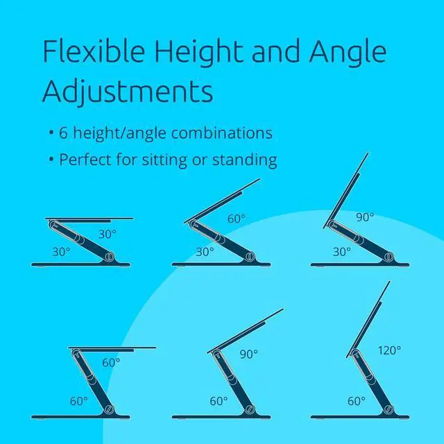 Alt view image 3 of 7 - SmartFit EQ Adjustable Laptop Stand for Desk, Foldable Portable Notebook Holder, Anti-Slip Silicone Tablet Mount for 13"-16" Laptops and Tablets, Black K50427NA