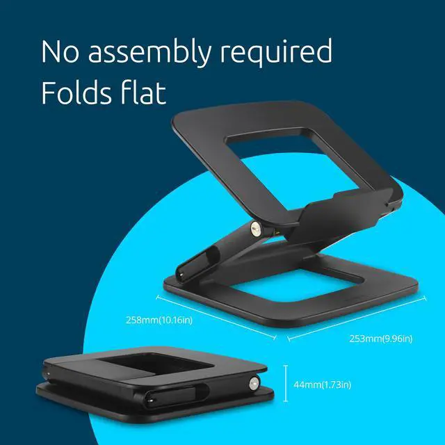 Alt view image 6 of 7 - SmartFit EQ Adjustable Laptop Stand for Desk, Foldable Portable Notebook Holder, Anti-Slip Silicone Tablet Mount for 13"-16" Laptops and Tablets, Black K50427NA