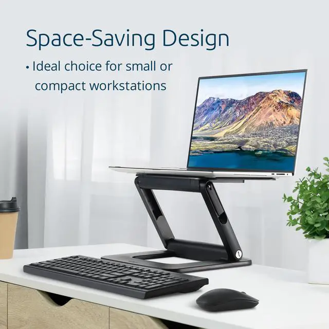Alt view image 5 of 7 - SmartFit EQ Adjustable Laptop Stand for Desk, Foldable Portable Notebook Holder, Anti-Slip Silicone Tablet Mount for 13"-16" Laptops and Tablets, Black K50427NA