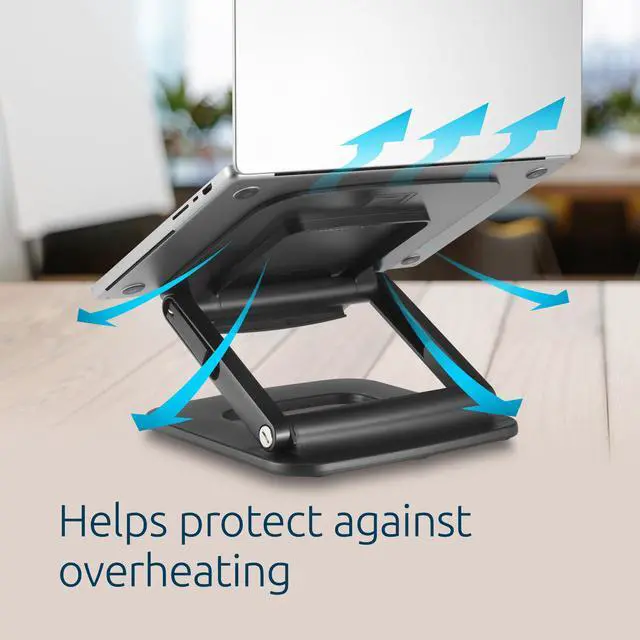 Alt view image 4 of 7 - SmartFit EQ Adjustable Laptop Stand for Desk, Foldable Portable Notebook Holder, Anti-Slip Silicone Tablet Mount for 13"-16" Laptops and Tablets, Black K50427NA
