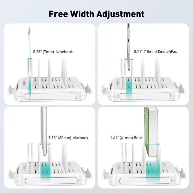 Alt view image 2 of 6 - Vertical Laptop Stand Holder & Desk Organizer Rack - Adjustable Dock for MacBook, iPad, Phone (6-in-1 Multi Device Storage System with 360° Rotation)