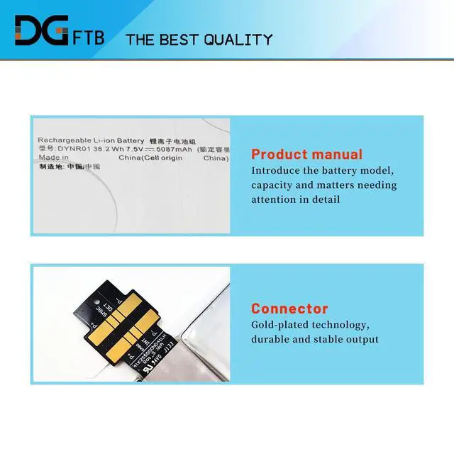 Alt view image 2 of 7 - G3HTA027H DYNR01 Battery for Microsoft Surface Pro 4 1724 12.3 inch Tablet | for Surface pro 4 Battery G3HTA026H G3HTA027H (7.5V 38.2Wh/5087mAh)