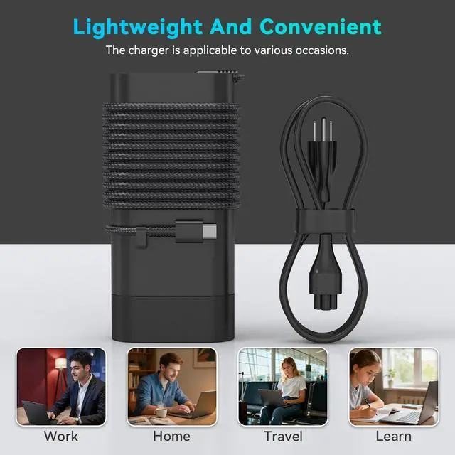 Alt view image 5 of 6 - 100W 110W USB-C Laptop Charger Compatible with HP ZBook Firefly 16 14 G11 ZBook 8 G1ak G1as G1i G1a 14" 16" EliteBook X 8 G1i G1a Envy 17 17-cw1000 OmniBook 7 AI 16-ay000 Type C Power Cord