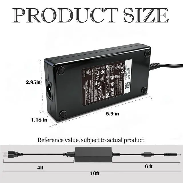 Alt view image 2 of 7 - 180W 130W Power Adapter fit for Dell Docking Station wd19S wd15 d6000s | Replacement AC Charger Dell Precision 7780 7680 7670 7550 7520 Docking Station 19.5V 9.23A 7.4*5.0mm Tip