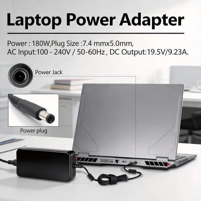 Alt view image 4 of 7 - 180W 130W Power Adapter fit for Dell Docking Station wd19S wd15 d6000s | Replacement AC Charger Dell Precision 7780 7680 7670 7550 7520 Docking Station 19.5V 9.23A 7.4*5.0mm Tip