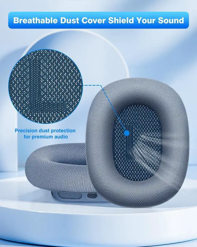 Alt view image 4 of 6 - Fabric Ear Pads for AirPods Max Headphone Magnetic Blue