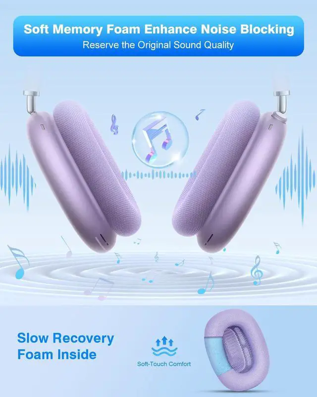 Alt view image 3 of 6 - Fabric Ear Pads for AirPods Max Headphone Magnetic Purple
