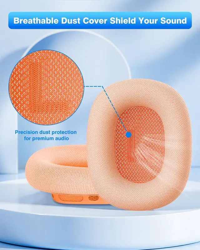 Alt view image 4 of 6 - Fabric Ear Pads for AirPods Max Headphone Magnetic Orange