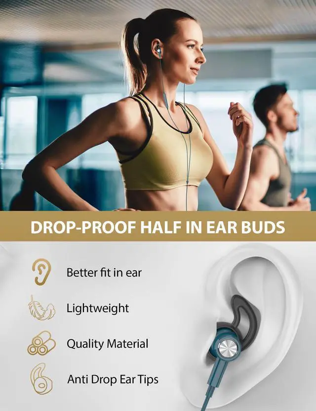 Alt view image 2 of 6 - for Apple Lightning Headphones MFi-Certified Wired Earbuds Blue | Magnetic Larger Ear Buds Earphones with Anti-Drop Tips Corded Headset Cord for iPhone 14 Plus 13 Pro Max 12 Mini 11 XS XR 8