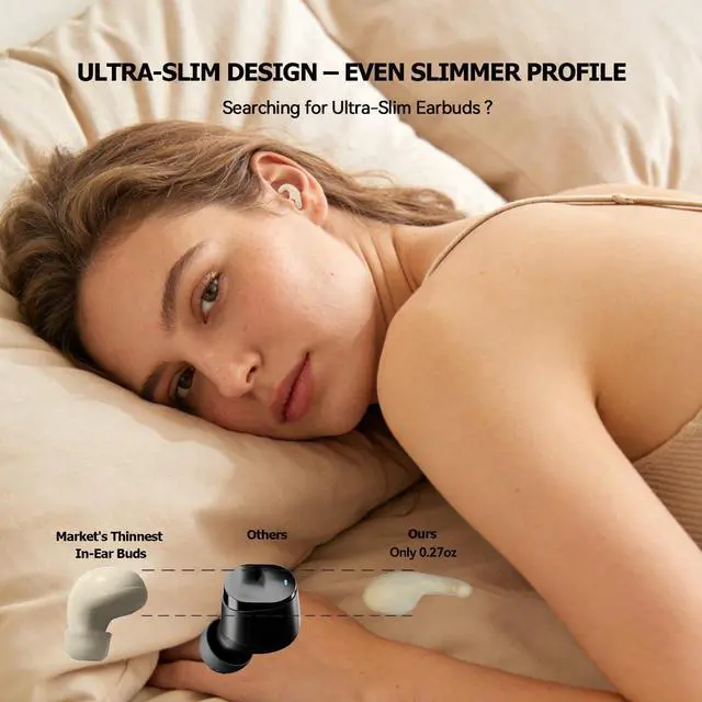 Alt view image 3 of 7 - Extra Small Mini Invisible Earbuds Wireless Bluetooth Small Invisible Ear Buds Smallest Headphones Tiny Micro Discreet Hidden Earbuds for Work Side Sleeper