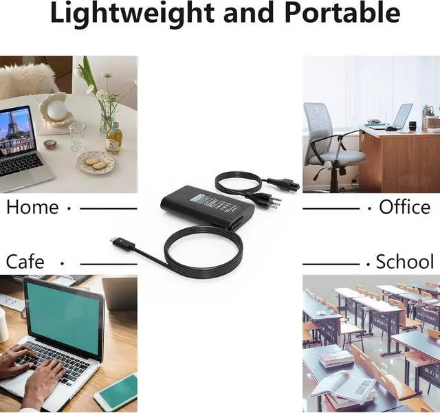 Alt view image 7 of 7 - 65W USB-C Laptop Charger Compatible with Dell Pro 16 15 | PC16250 DC15250 PB16250 DB16250 DB06250 14 DC14250 Pro 16 PC16250 Latitude 15 5540 2-in-1 Laptop Power AC Adapter