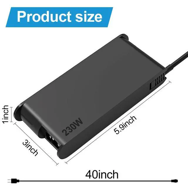 Alt view image 3 of 7 - 230W Slim Laptop Charger Compatible with Lenovo Legion 5 7 5P C7 S7 Y520 Y740 Y730 Y900 Y910 Y920 Y7000P ThinkPad P16 P15 P70 P52 P73 Compatible P/N: GX20L29347 ADL230NLC3A Laptop Power Supply Adapter