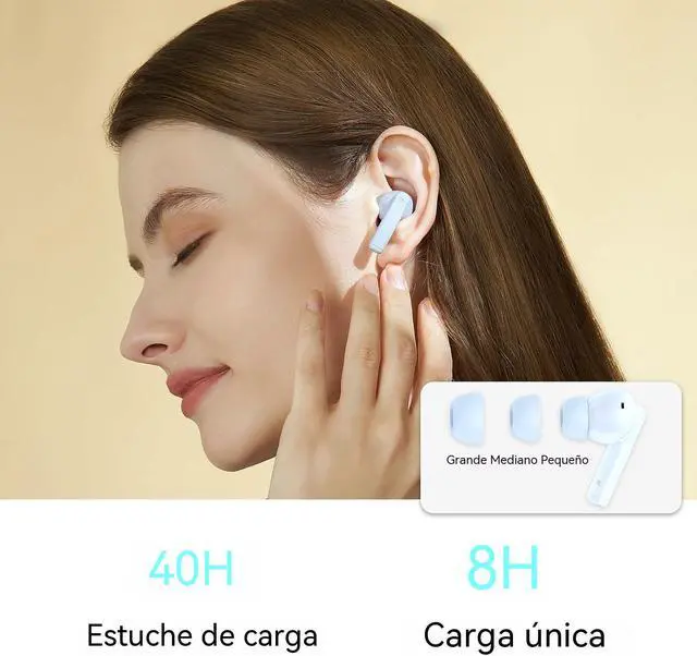 Alt view image 2 of 6 - Choice Earbuds X7i Bluetooth Headphones 40 Hours Duration, 45dB Noise Cancellation Lightweight Wireless Headphones, IP54 Water and Dust Resistant, White