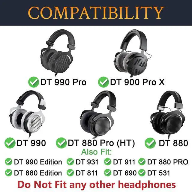 Alt view image 2 of 5 - Earpads for Beyerdynamic DT 990/880 Headphones - Grey | for Beyerdynamic DT990(PRO/PRO X/Edition), DT931, DT911, DT880(PRO/PRO HT/Edition), DT811, DT690, DT531 Headphones