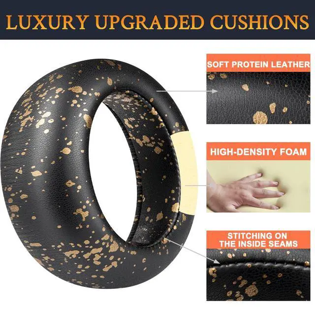 Alt view image 4 of 6 - Earpads Cushions Replacement for Sony PlayStation PS5 Pulse Elite Wireless Headset, Ear Pads Cushions with Soft Protein Leather, Noise Isolation Foam - Black Gold