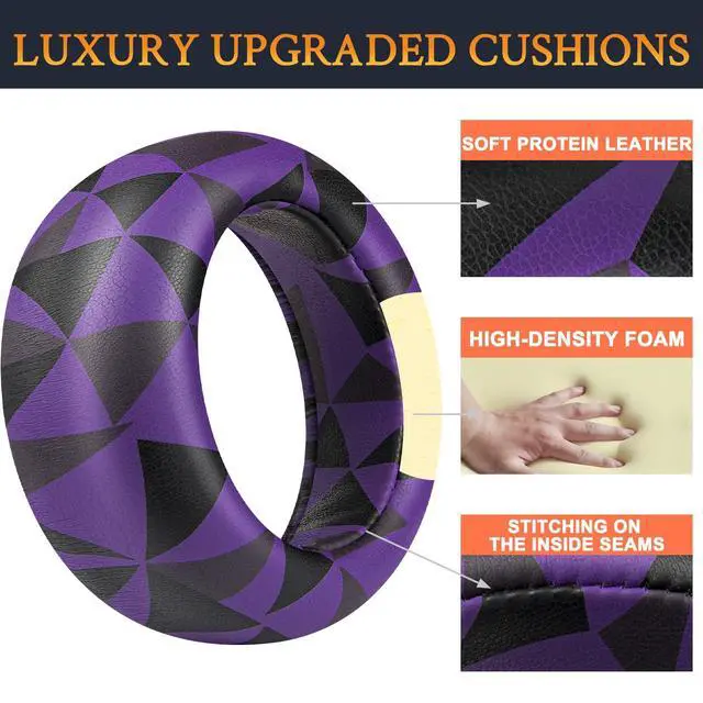 Alt view image 4 of 6 - Earpads Cushions Replacement for Sony PlayStation PS5 Pulse Elite Wireless Headset, Ear Pads Cushions with Soft Protein Leather, Noise Isolation Foam - Purple Black