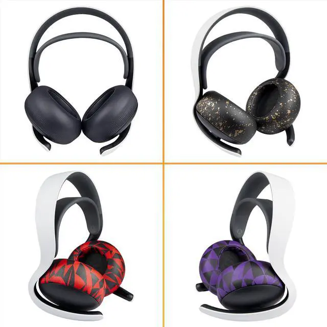 Alt view image 5 of 6 - Earpads Cushions Replacement for Sony PlayStation PS5 Pulse Elite Wireless Headset, Ear Pads Cushions with Soft Protein Leather, Noise Isolation Foam - Purple Black