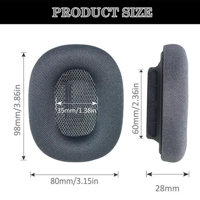 Alt view image 6 of 6 - AirPods Max Ear Cushions, Replacement Earpads for AirPods Max (2024) Headphones, Mesh Fabric Ear Pads with Memory Foam and Magnet for AirPods Max (Midnight)