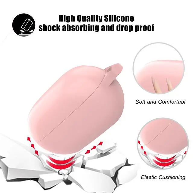 Alt view image 3 of 6 - for Beats Solo Buds Case Cover with Cute Strawberry Charm Heart Keychain, Soft Silicone Protective Case Daisy Key Chains for New Beats Solo Charging Case Earbuds for Women Men Pink