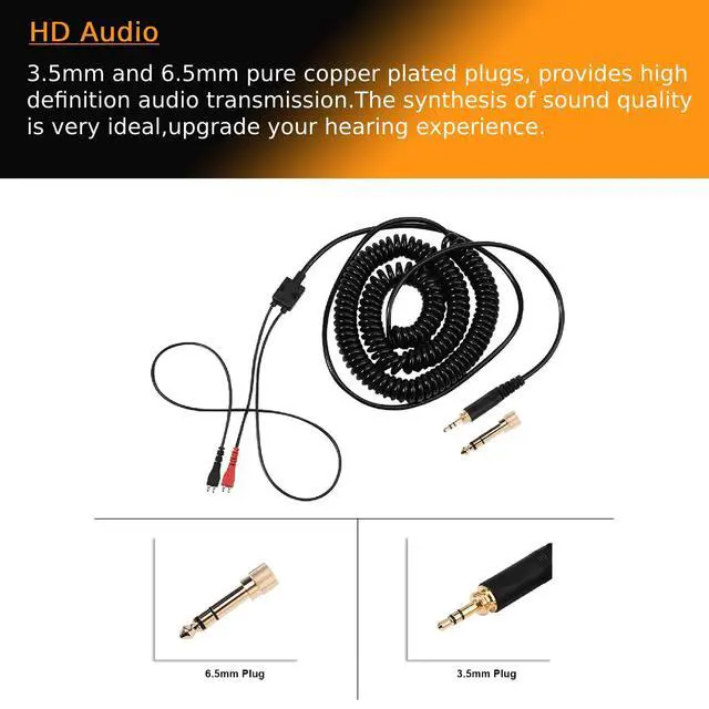 Alt view image 4 of 6 - Replacement Spring Coil Cable for Sennheiser HD25/ 560/540/ 480/430 Headphones Earphones