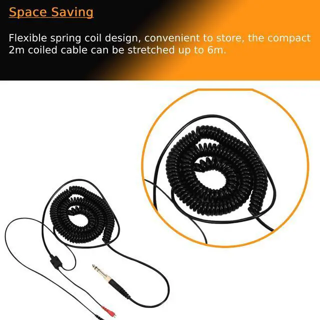 Alt view image 5 of 6 - Replacement Spring Coil Cable for Sennheiser HD25/ 560/540/ 480/430 Headphones Earphones