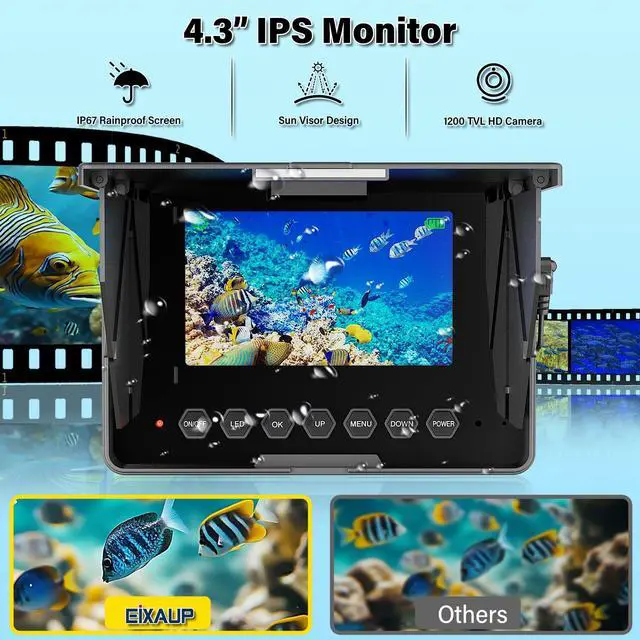 Alt view image 2 of 6 - 4.3" Underwater Fishing Camera, 1200 TVL Protable Fishing Camera with 8500mAh Battery, Infrared Lights, 165° Wide Angle, 50 FT Cable for Ice Lake Boat Kayak Fishing