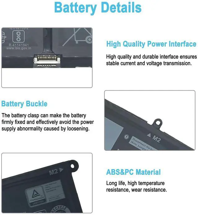 Alt view image 3 of 7 - 64Wh TN70C Replacement Laptop Battery for DELL Inspiron 5320 5420 5445 5630 5635 7420 7440 Inspiron 7430 2-in-1 Vostro 5320 Series 0N9XX1 V6W33 15.2V 4000mAh