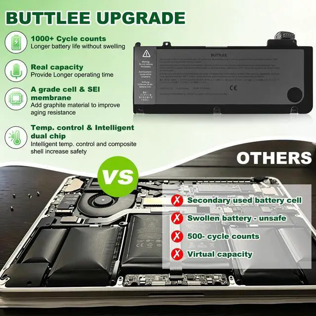 Alt view image 3 of 6 - A1278 A1322 Battery Replacement for MacBook Pro 13 inch Mid 2012 2010 2009 Early 2011 Late 2011