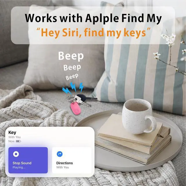 Alt view image 4 of 7 - GPS Tracker, Bluetooth Tracker Works with Apple Find My (iOS Only), Key Finder Item Locator for Keys, Luggage, Backpack, IPX7 Waterproof, Pink