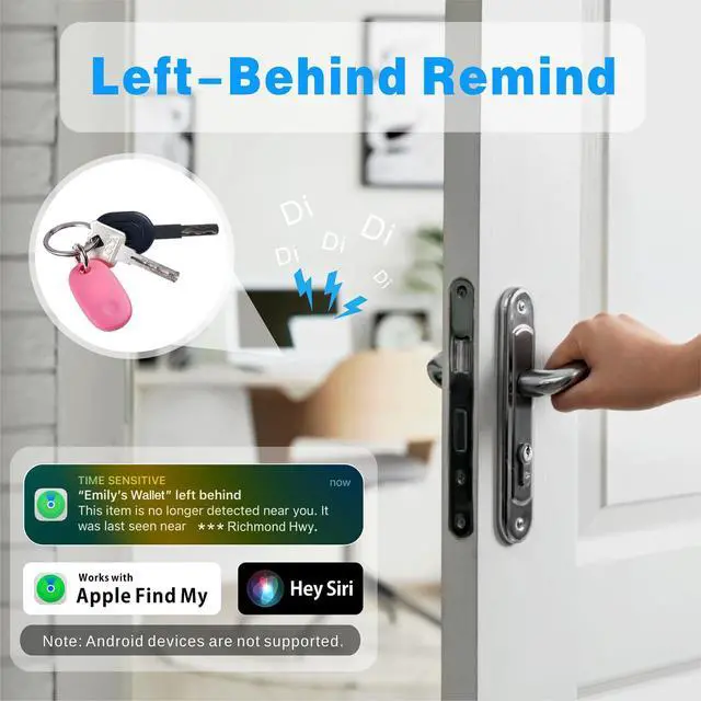 Alt view image 5 of 7 - GPS Tracker, Bluetooth Tracker Works with Apple Find My (iOS Only), Key Finder Item Locator for Keys, Luggage, Backpack, IPX7 Waterproof, Pink