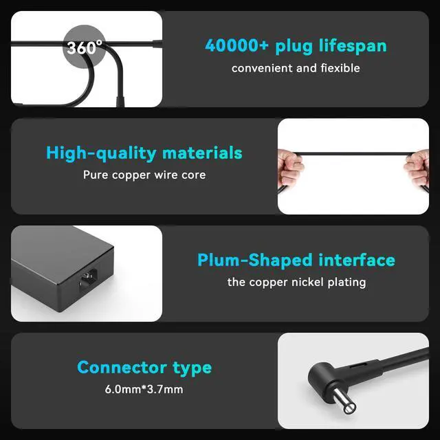 Alt view image 6 of 6 - 280W Charger Compatible with Asus TUF A16 & ROG Strix | FA617 FA617N FA617NT FA617NS FA607 FA607PV FA607PI & ROG Strix G15/G16/G17, ADP-280BB B/ADP-280EB B Power Supply
